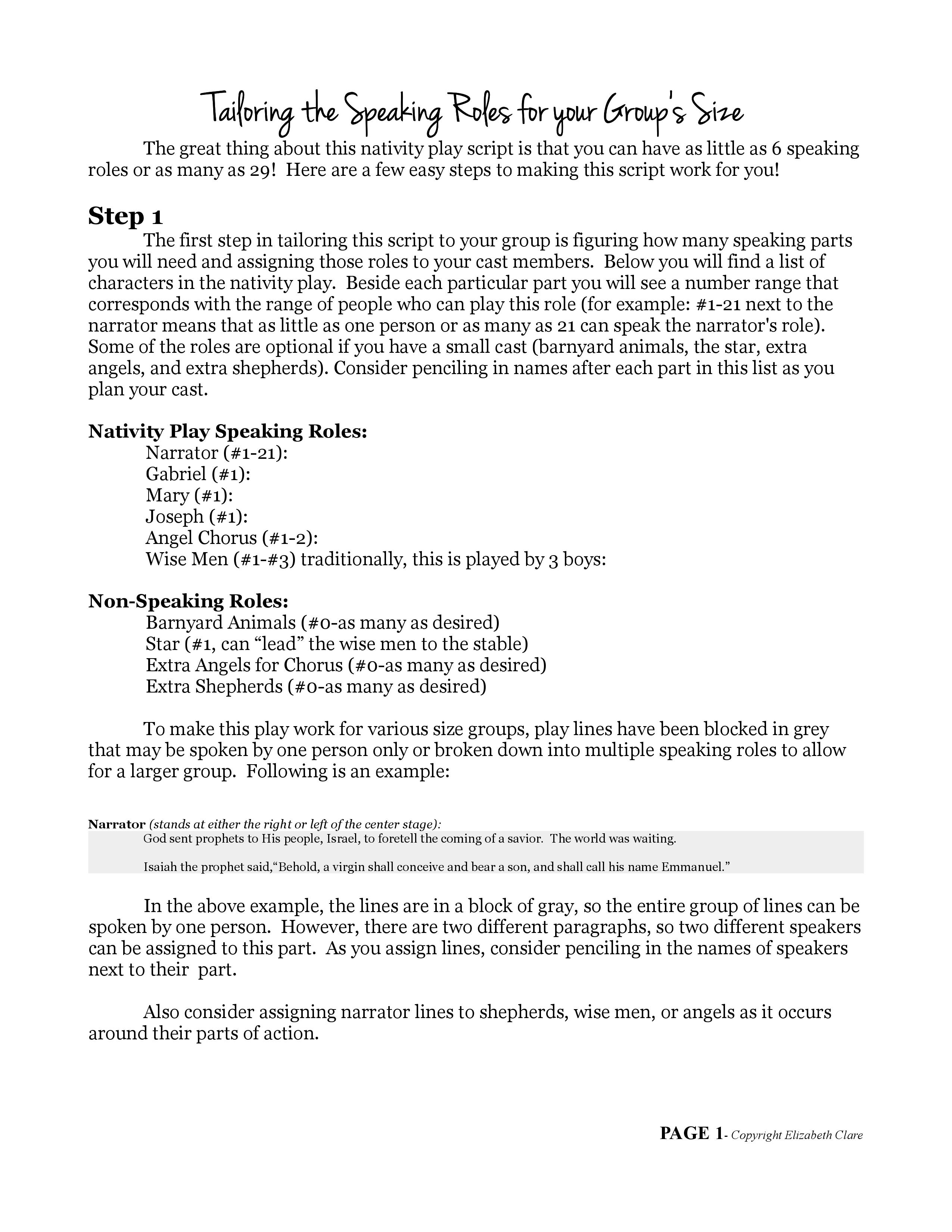 o come emmanuel": a nativity play script pdf - elizabeth clare